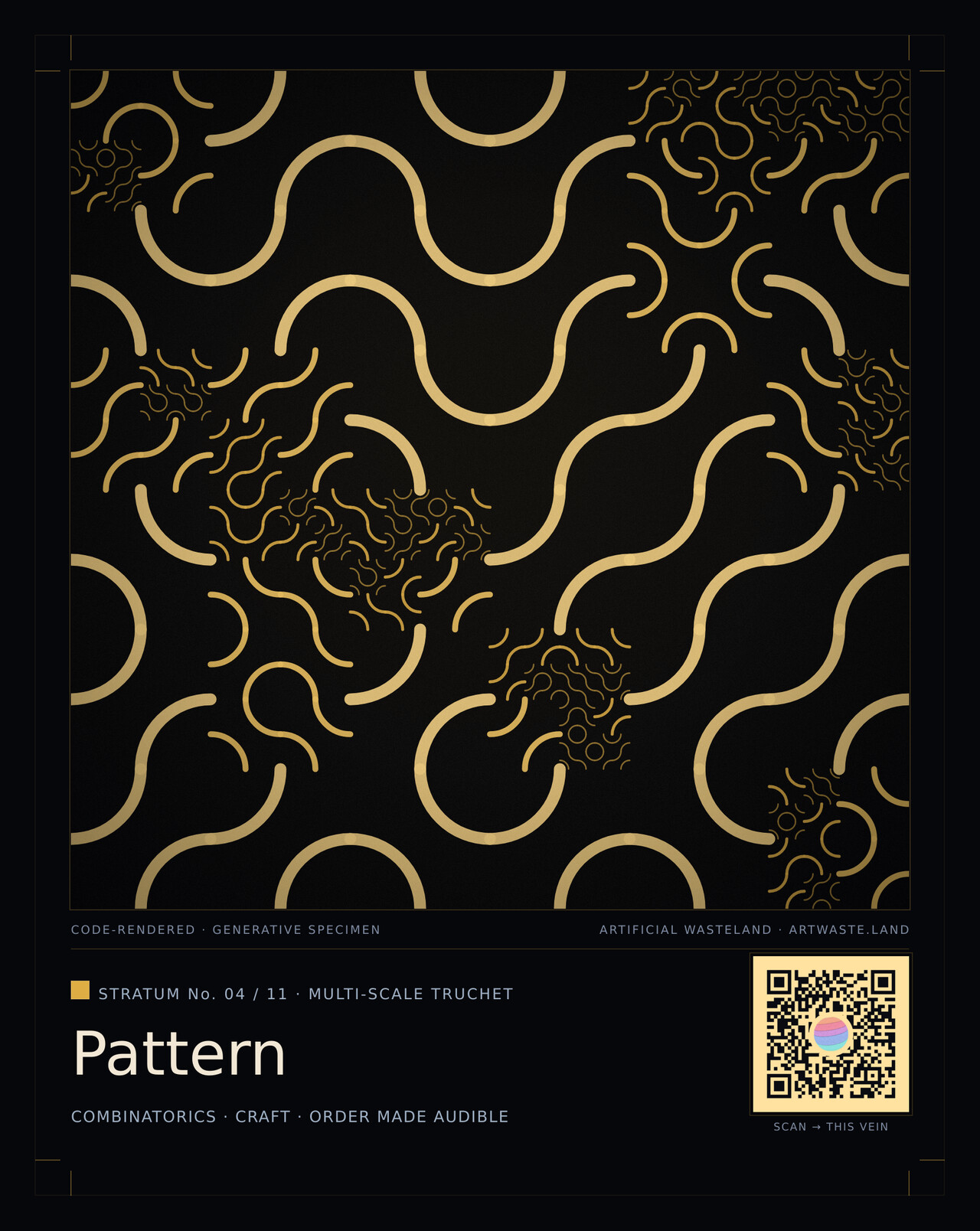 Pattern — Multi-scale Truchet: combinatorial arc-tiles, weaving at several scales at once